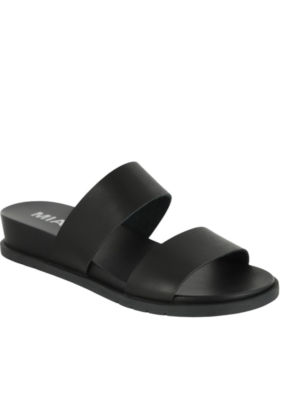 MIA Sandals Wedge NEW Cushion Sole 2 Strap Slides Soft Comfy Black Size 7.5